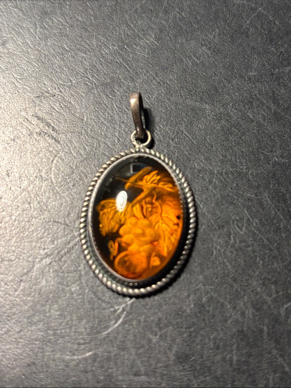 Sterling silver amber grape cluster pendant